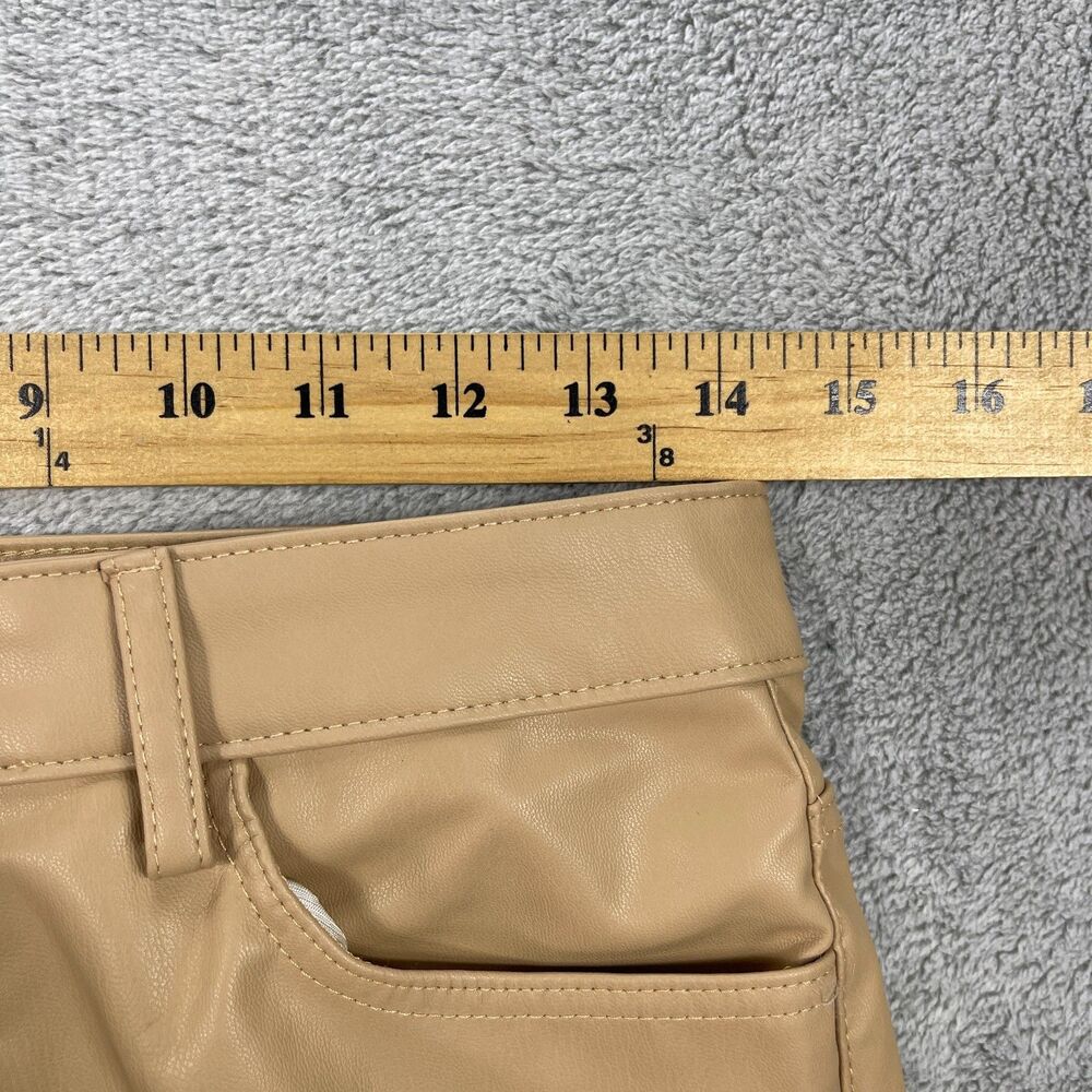 Zara Faux Leather Bootcut Pants Womens 6 Beige Pockets High Rise Straight Leg - Picture 6 of 12